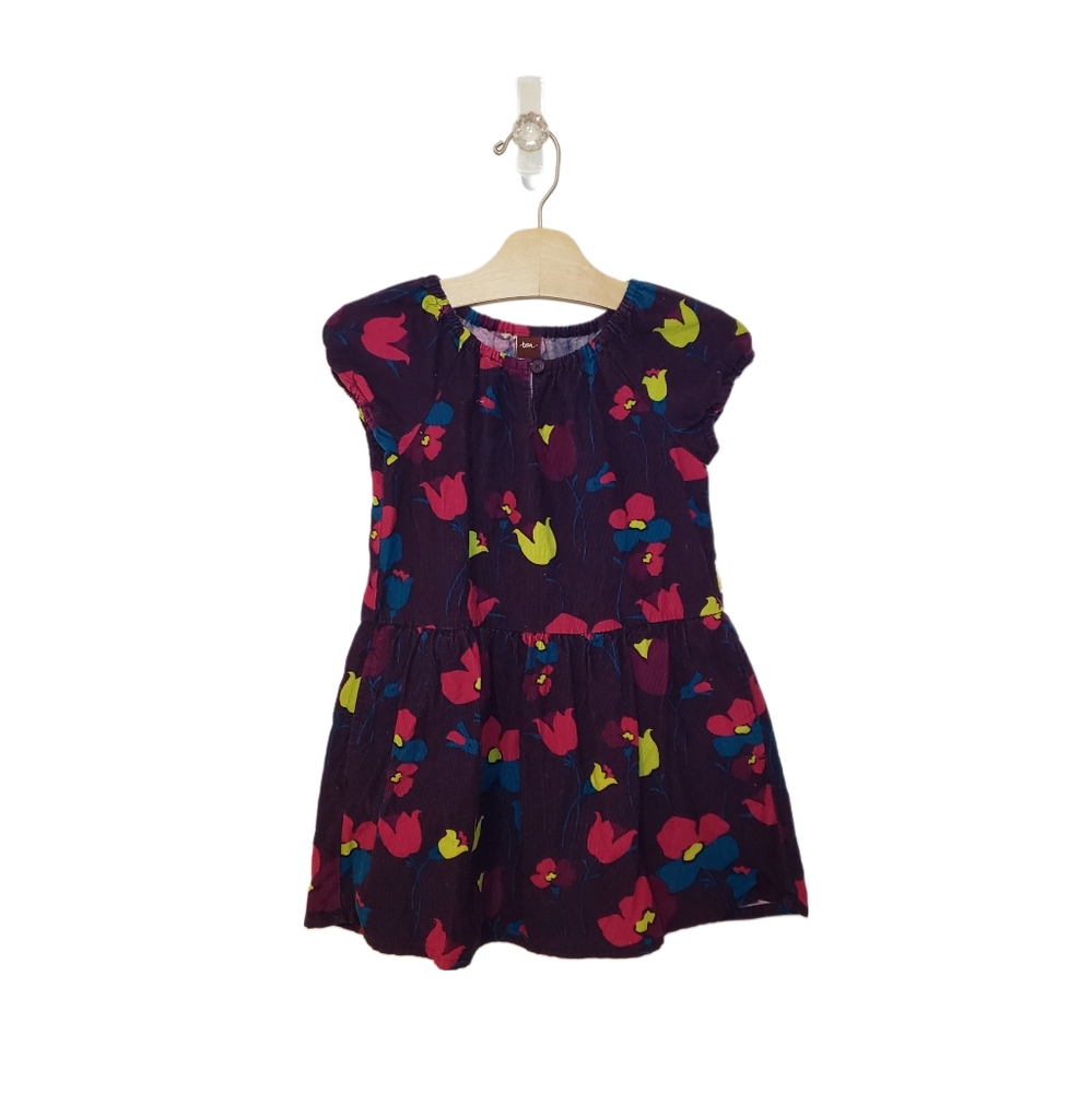 Tea Collection 5 Girls Floral Corduroy Short Sleeve Dress